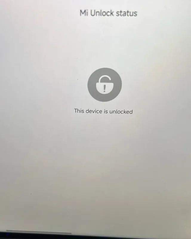 Mi Unlock status screen reading 